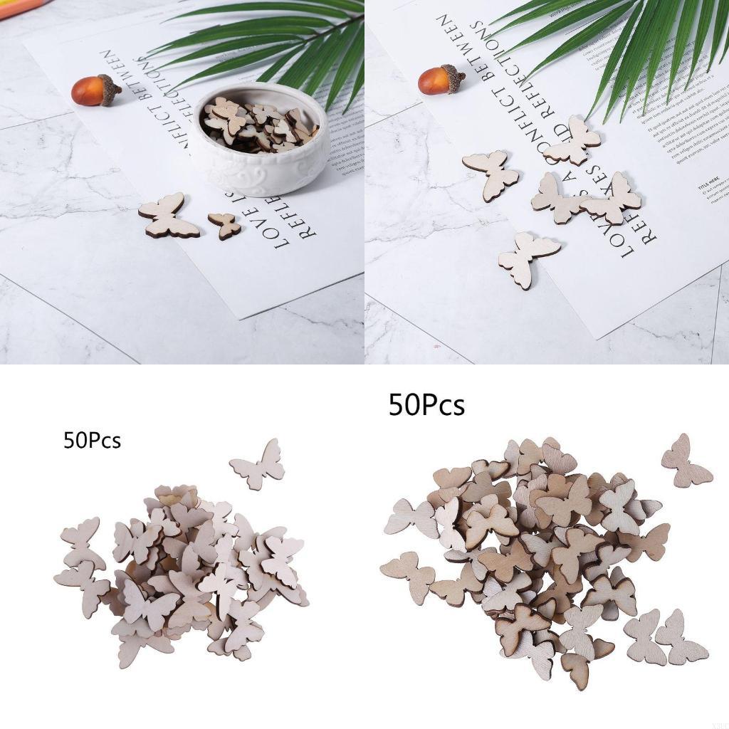Christmas Craft Embellishment - 50 ชิ้นสำหรับผีเสื้อรูปร่างไม้หอย