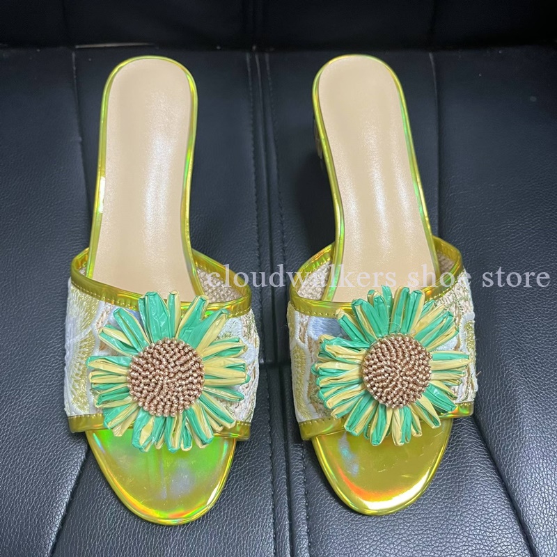 รองเท้าแตะฤดูร้อนประดับดอกทานต - Embroidery Embellishments บทวิจารณ์และราคา