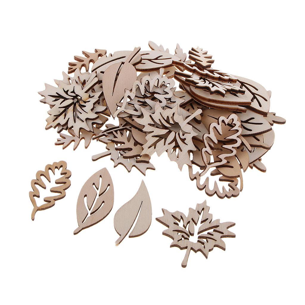 อุปกรณ์ตกแต่งใบไม้จากไม้50ชิ้น - Christmas Craft Embellishment บทวิจารณ์และราคา