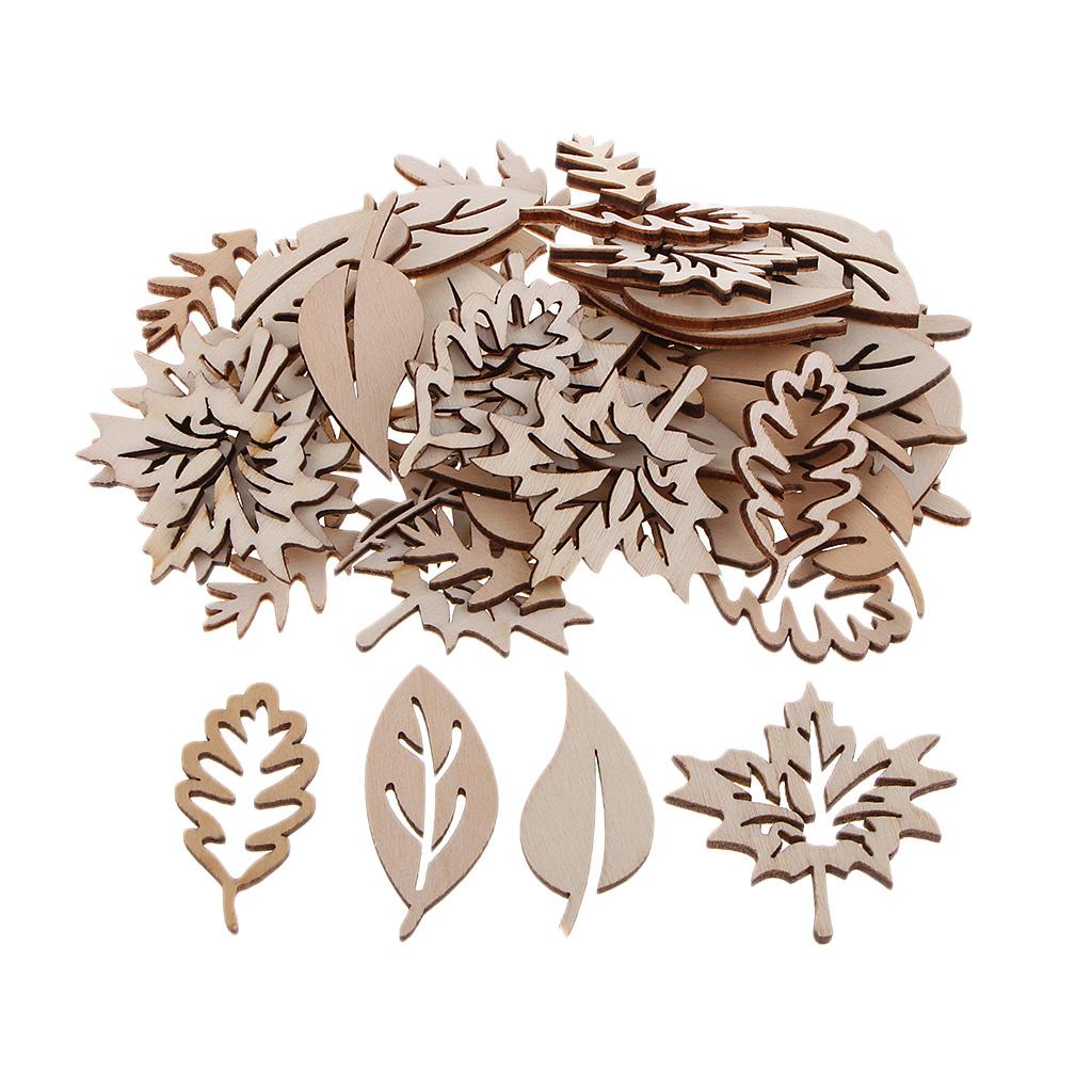 อุปกรณ์ตกแต่งใบไม้จากไม้50ชิ้น - Christmas Craft Embellishment บทวิจารณ์และราคา