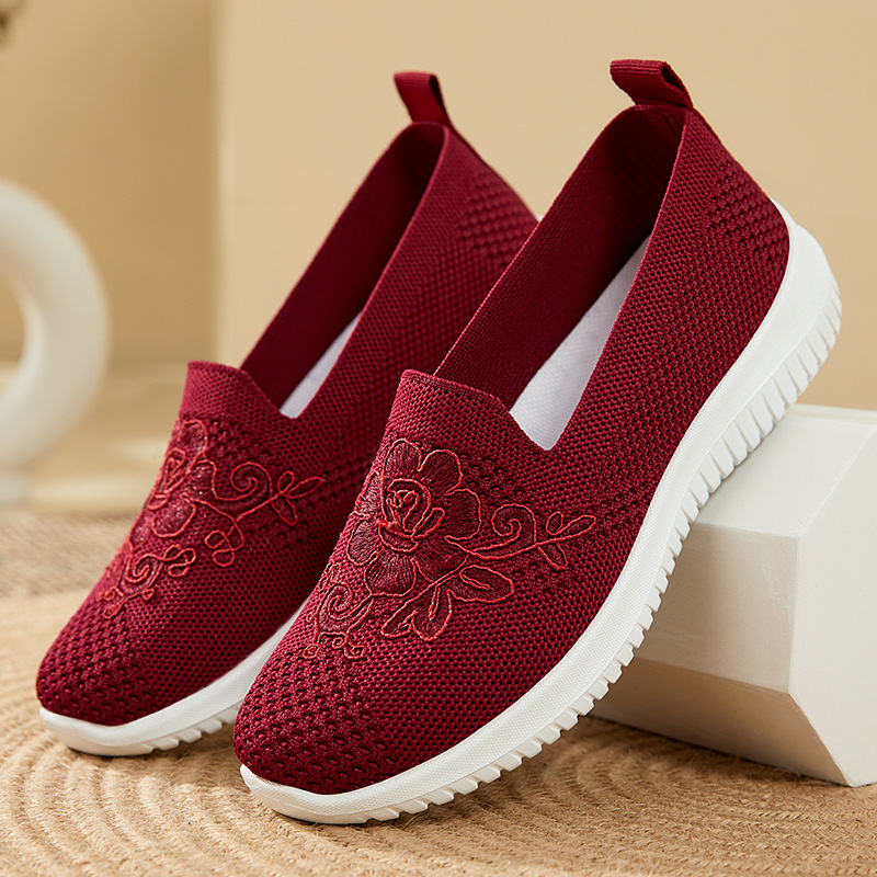 รองเท้าสลิปออนตาข่ายปักลายดอกไ - Embroidery Embellishments บทวิจารณ์และราคา