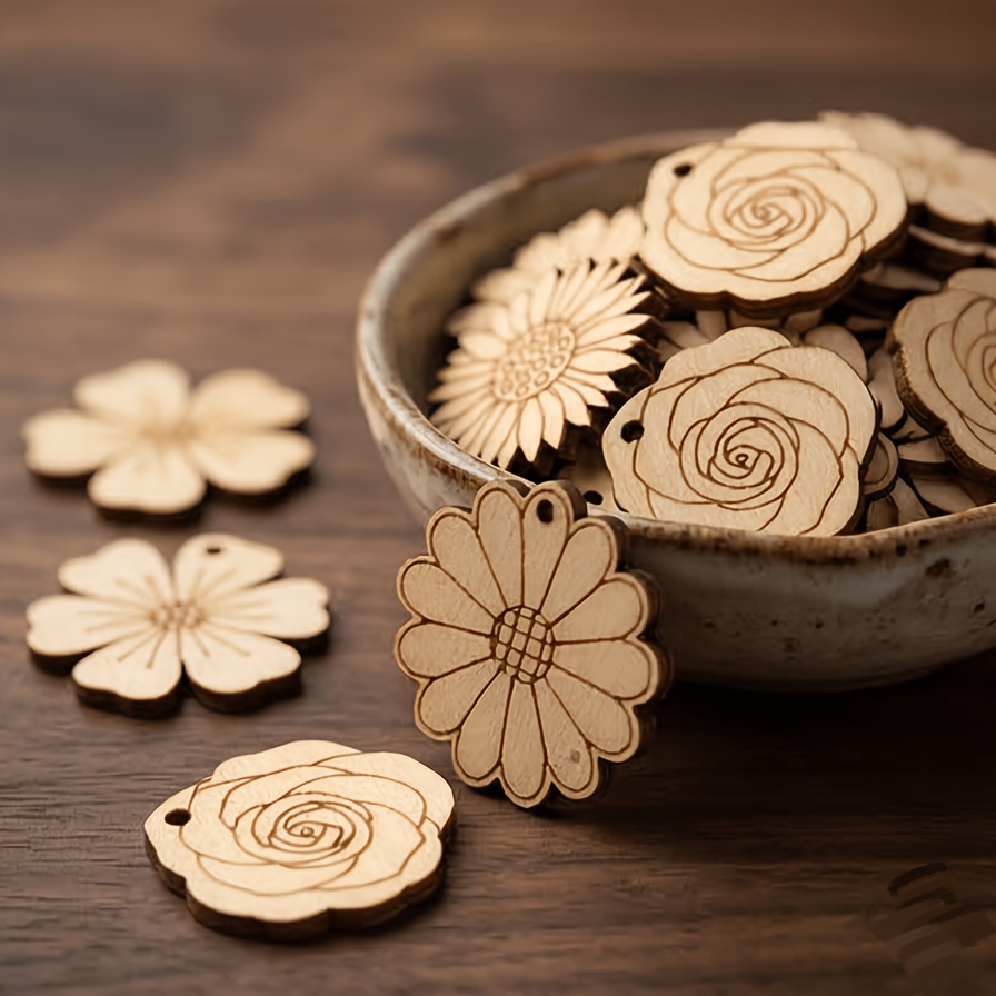 ชุด 50 ชิ้น/เซ็ต แผ่นไม้ดอกไม้ - Easter Craft Embellishment Set บทวิจารณ์และราคา