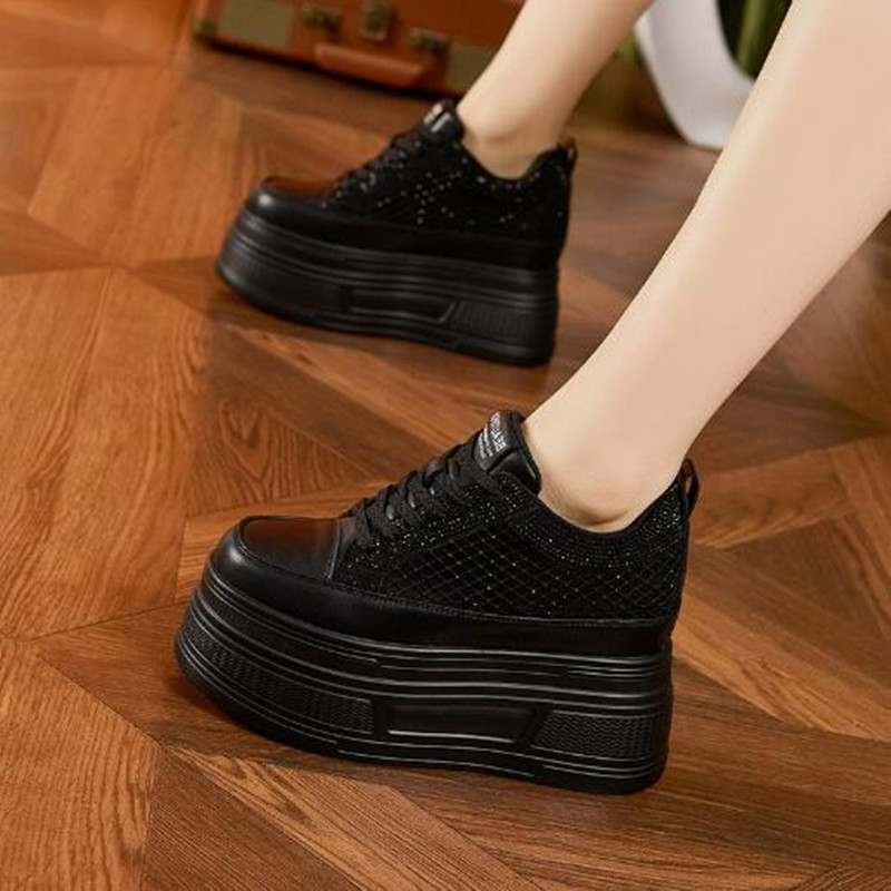 รองเท้าผ้าใบแฟชั่นส้นตึกแบบสวม - Crystal Mesh Fabric บทวิจารณ์และราคา