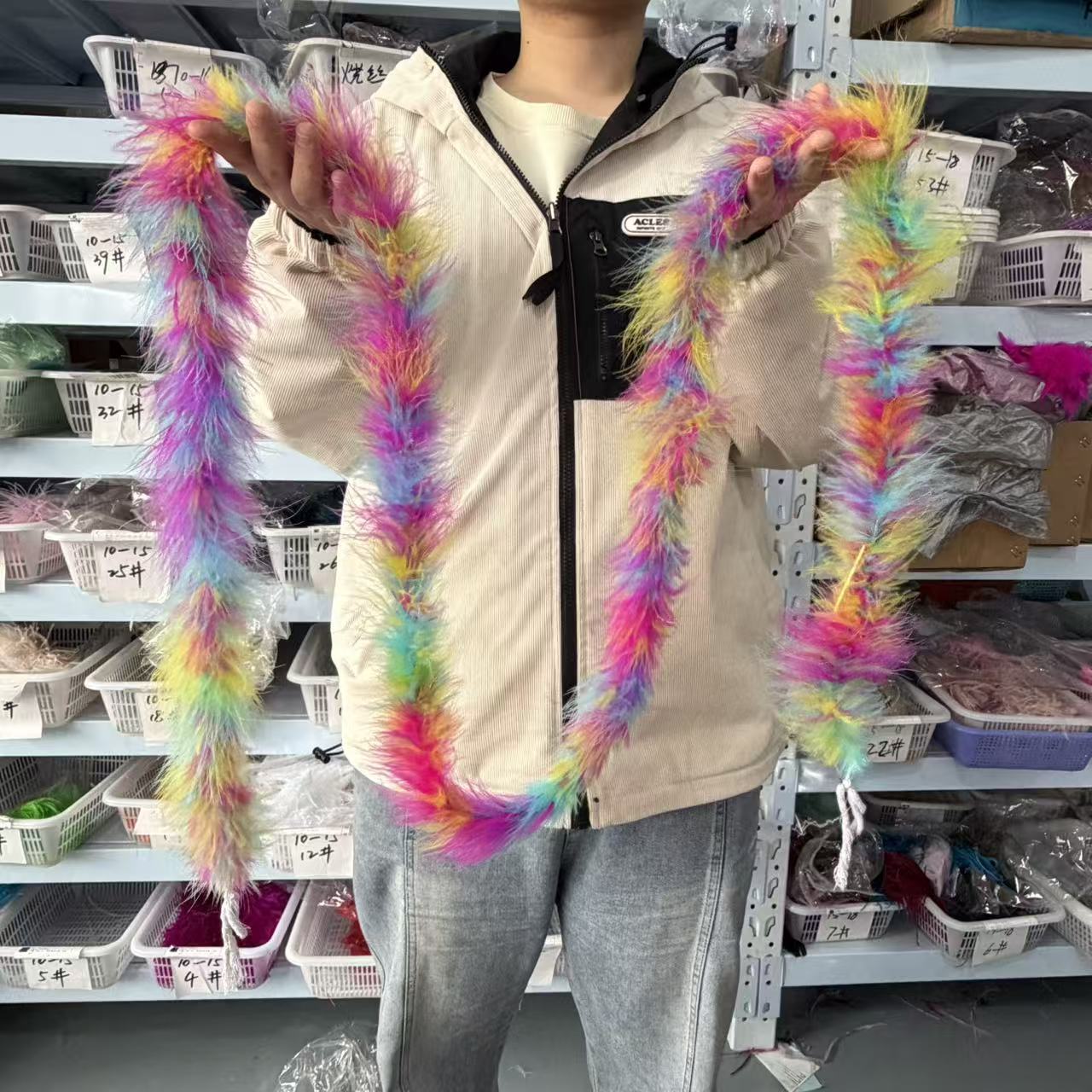 ขนนกมาลาบูหลากสี 2 เมตร ขนไก่ง - Feather Trim Marabou บทวิจารณ์และราคา