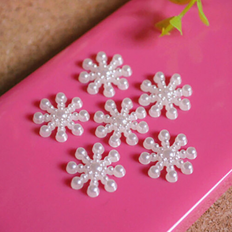100Pcs มุกสีขาวเรซิ่นเกล็ดหิมะ - Christmas Craft Embellishment บทวิจารณ์และราคา