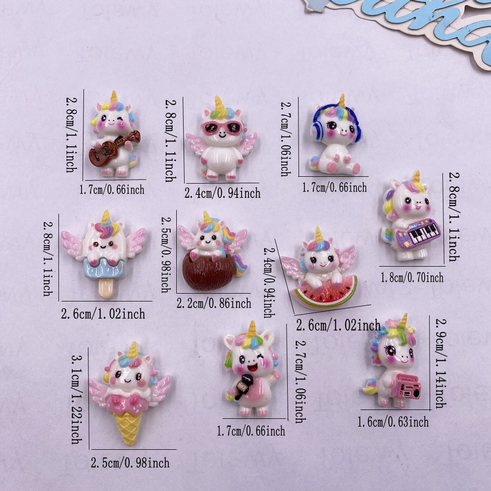 เรซิ่นรูปยูนิคอร์นหลากสีสัน 10 - Christmas Craft Embellishment บทวิจารณ์และราคา