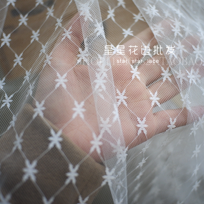 กว้าง150ซม.สีขาวสีดำ Jacquard  - Crystal Mesh Fabric บทวิจารณ์และราคา