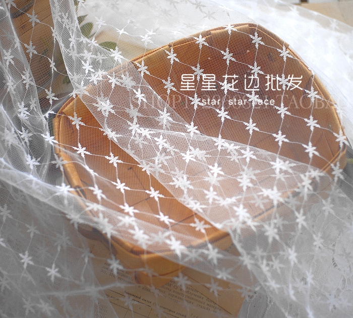 กว้าง150ซม.สีขาวสีดำ Jacquard  - Crystal Mesh Fabric บทวิจารณ์และราคา